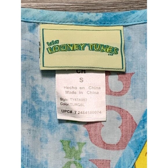 Looney Tunes Tweety Christmas Scrub Top Size S Blue Cartoon Print V-Neck Holiday - Picture 9 of 16